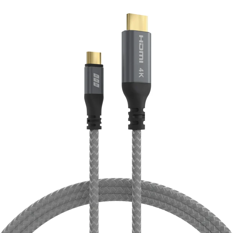 USB-C auf HDMI Kabel 4K30Hz 1,8m grau GoldkontakteTextilmantel