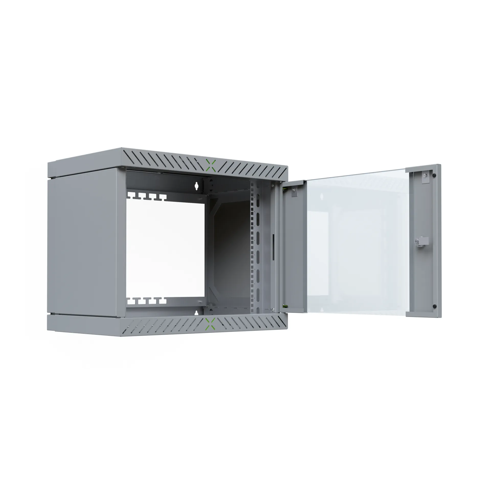 Wandgehäuse X-Rack mit Glastür 400-600mm 9HE grau RAL7035 – Bild 7