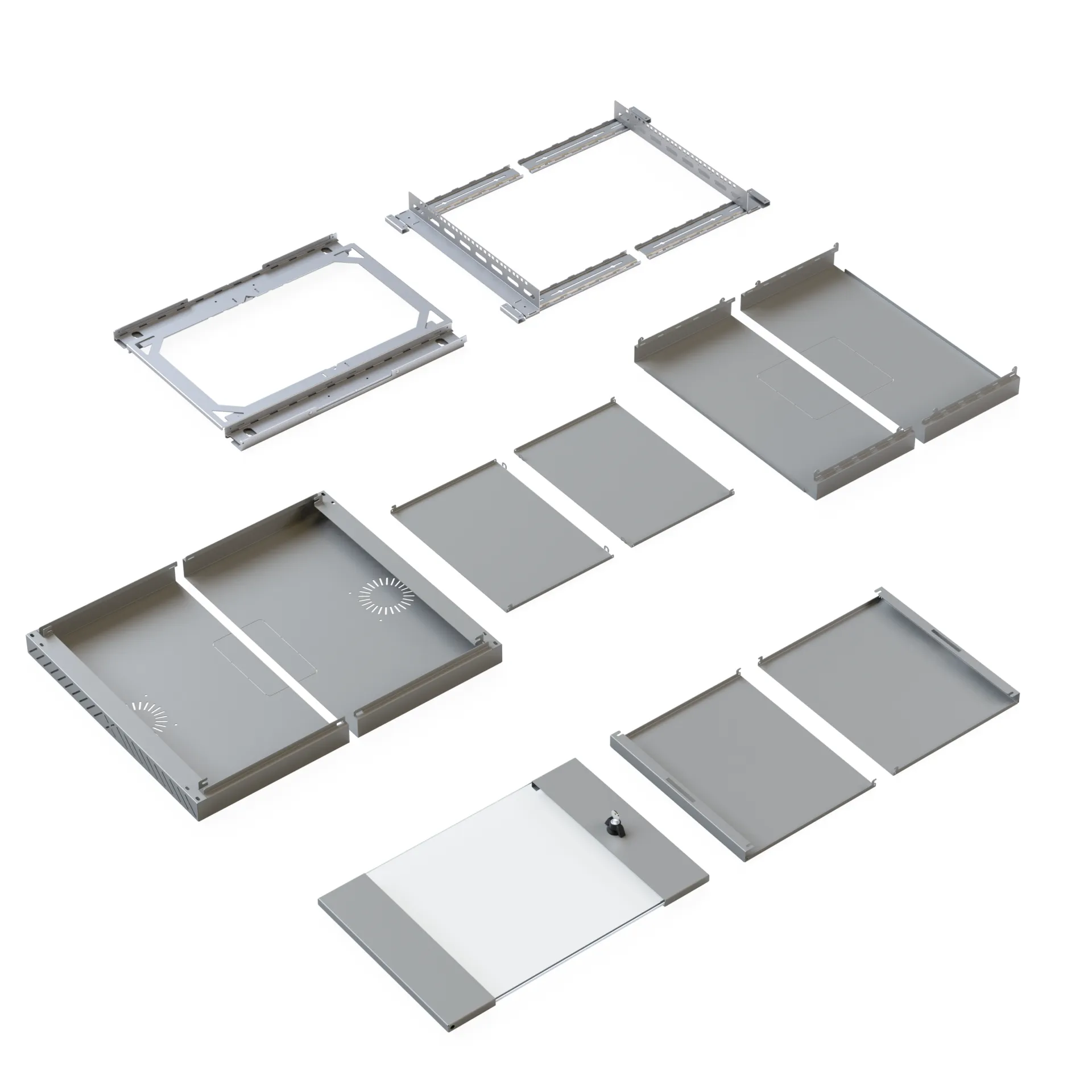 Wandgehäuse X-Rack mit Glastür 400-600mm 9HE grau RAL7035 – Bild 10