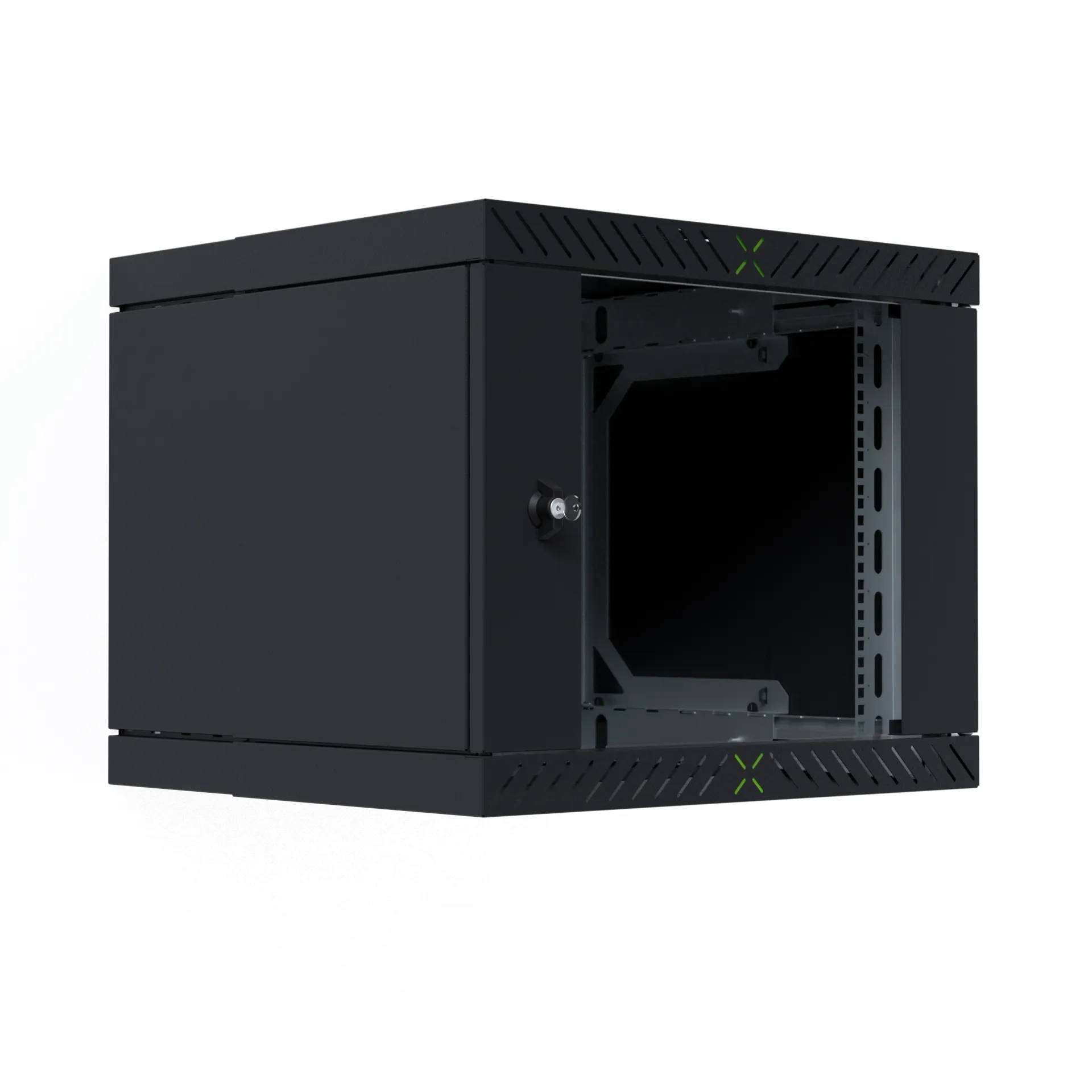 Wandgehäuse X-Rack mit Glastür 400-600mm 9HE schwarz RAL9005 – Bild 9