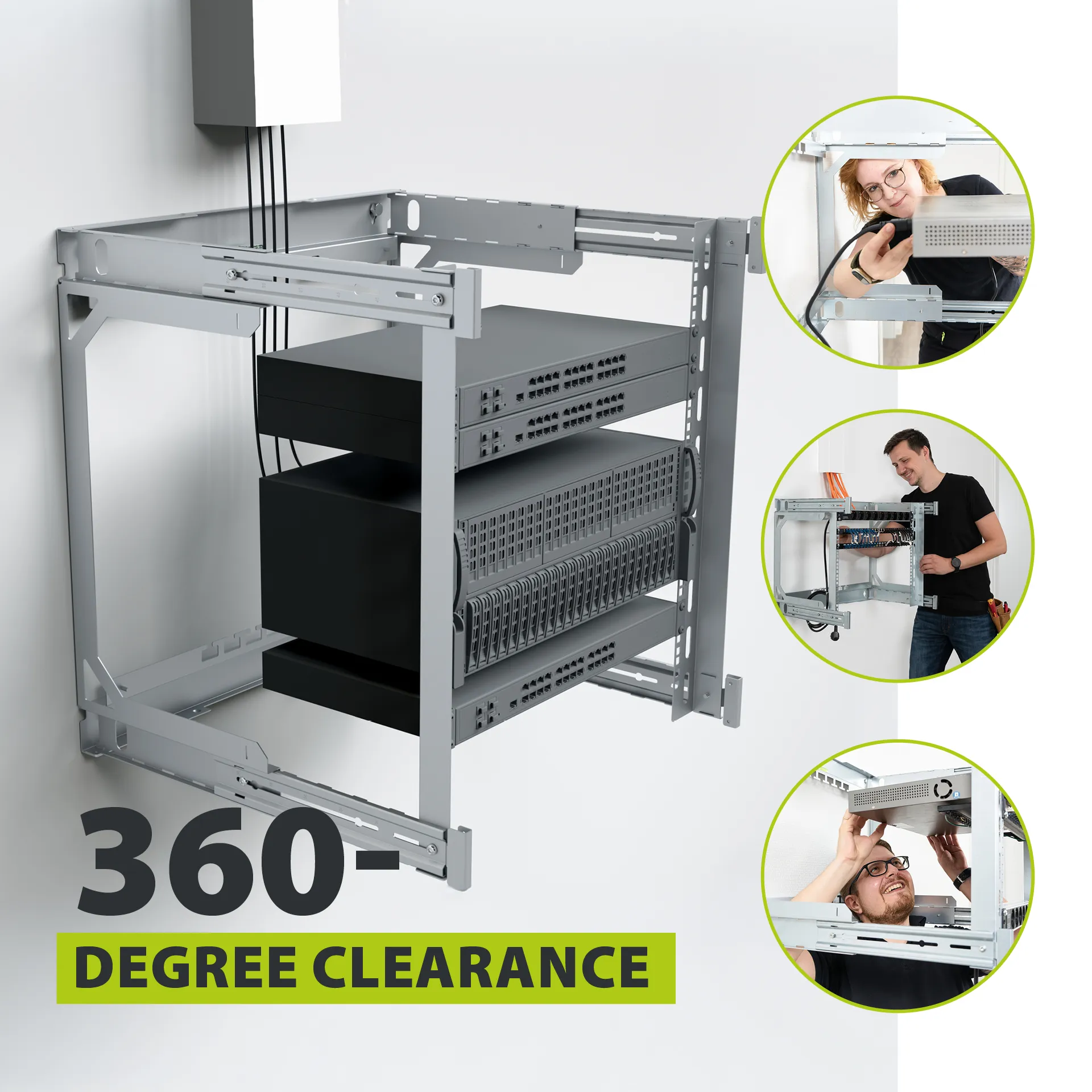 Wandgehäuse X-Rack mit Glastür 400-600mm 12HE grau RAL7035 – Bild 3
