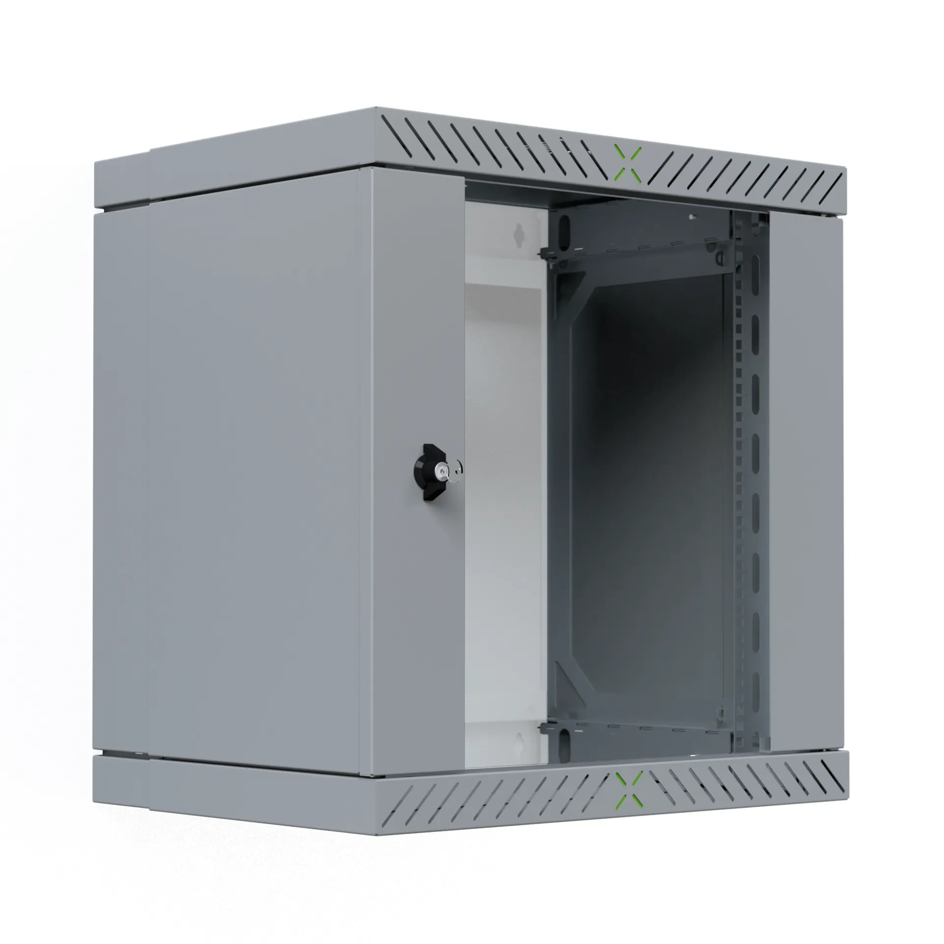 Wandgehäuse X-Rack mit Glastür 400-600mm 12HE grau RAL7035 – Bild 6