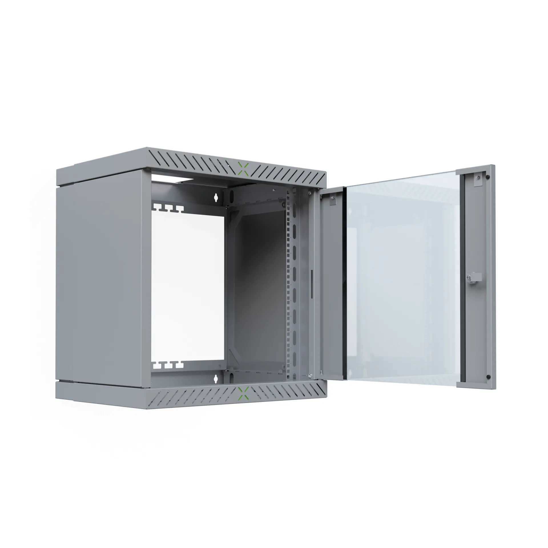 Wandgehäuse X-Rack mit Glastür 400-600mm 12HE grau RAL7035 – Bild 7