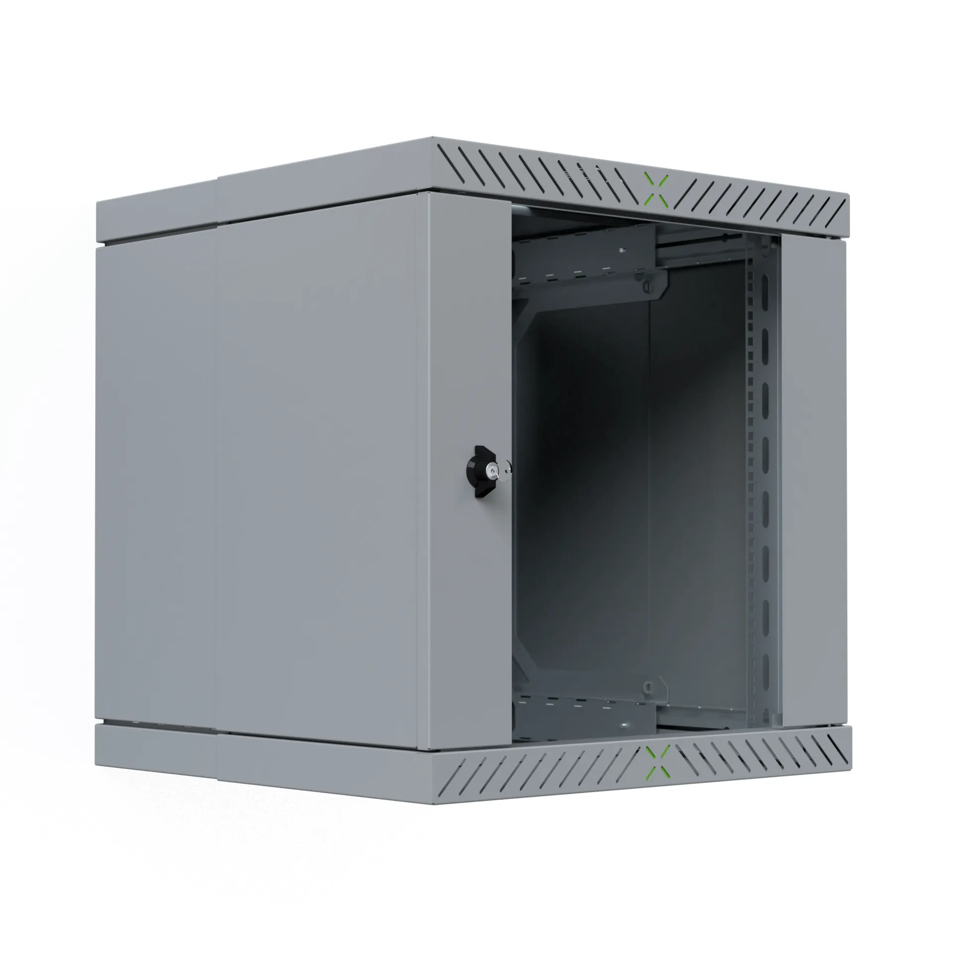 Wandgehäuse X-Rack mit Glastür 400-600mm 12HE grau RAL7035 – Bild 9