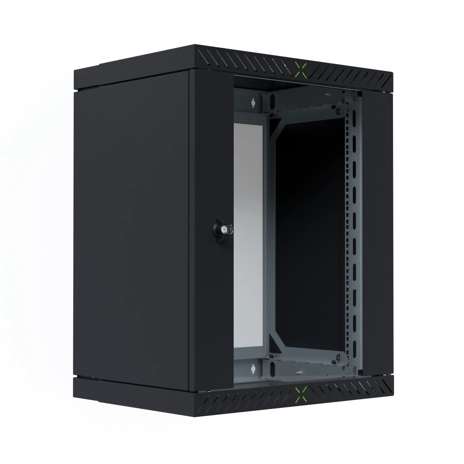 Wandgehäuse X-Rack mit Glastür 400-600mm 15HE schwarz RAL9005 – Bild 6