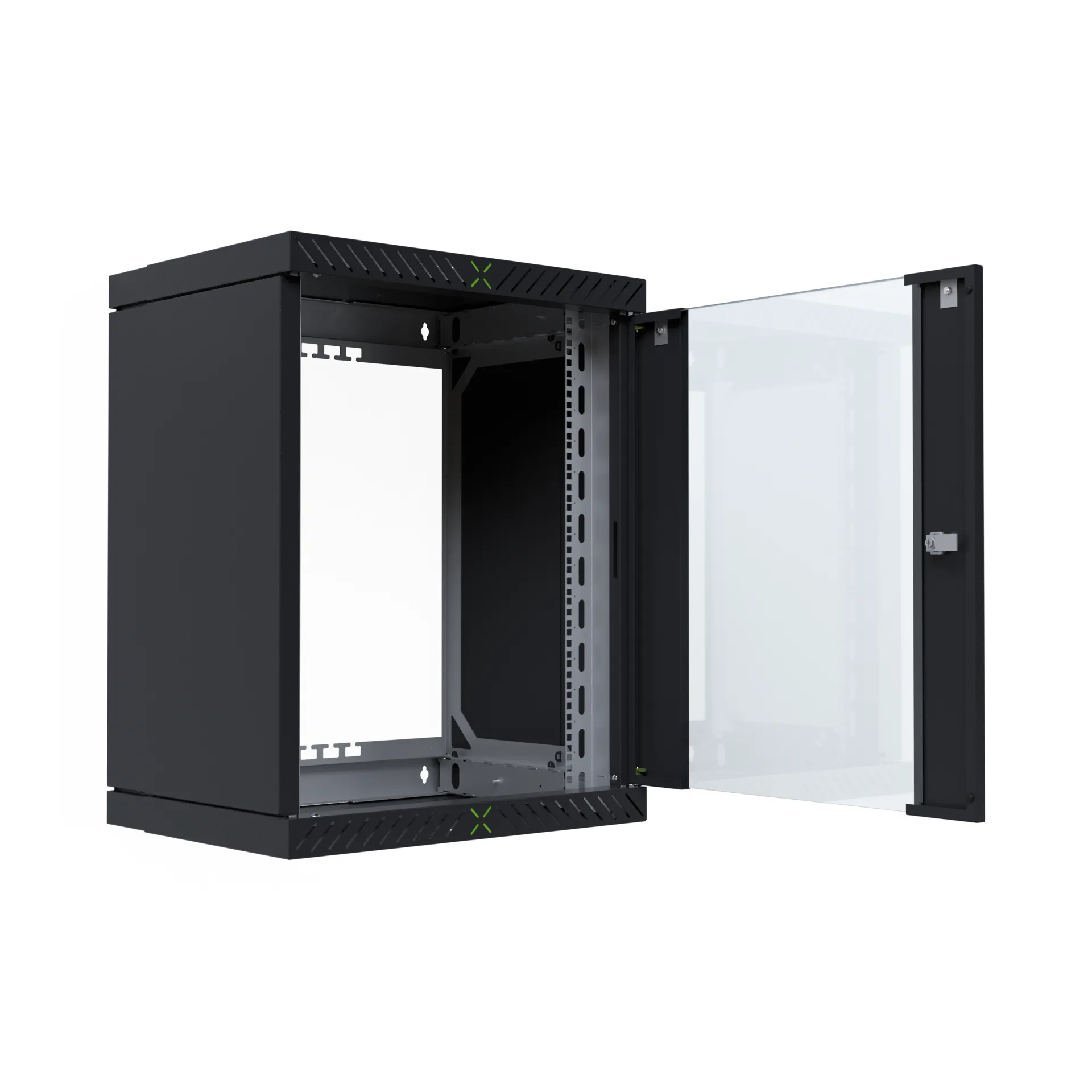 Wandgehäuse X-Rack mit Glastür 400-600mm 15HE schwarz RAL9005 – Bild 7