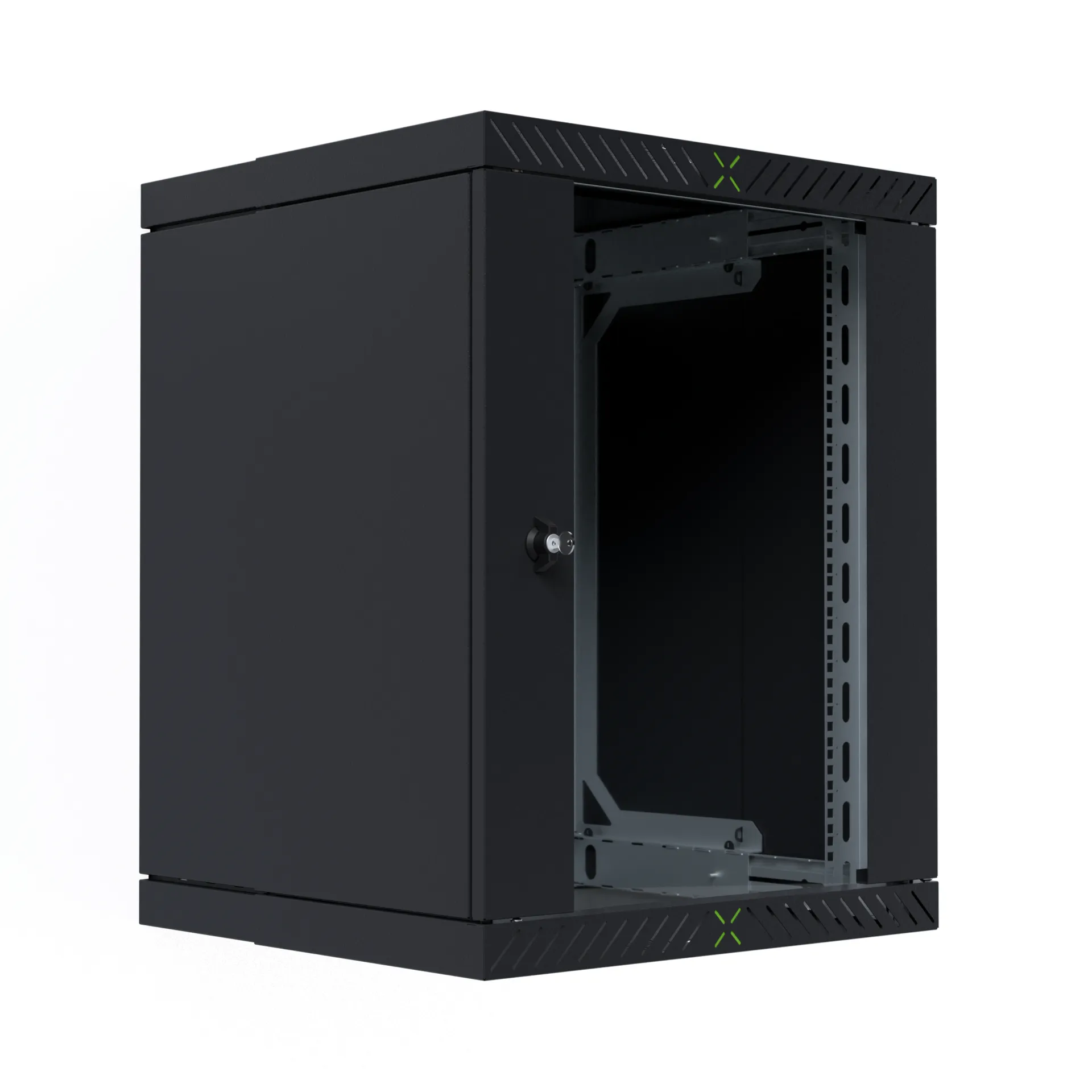 Wandgehäuse X-Rack mit Glastür 400-600mm 15HE schwarz RAL9005 – Bild 9