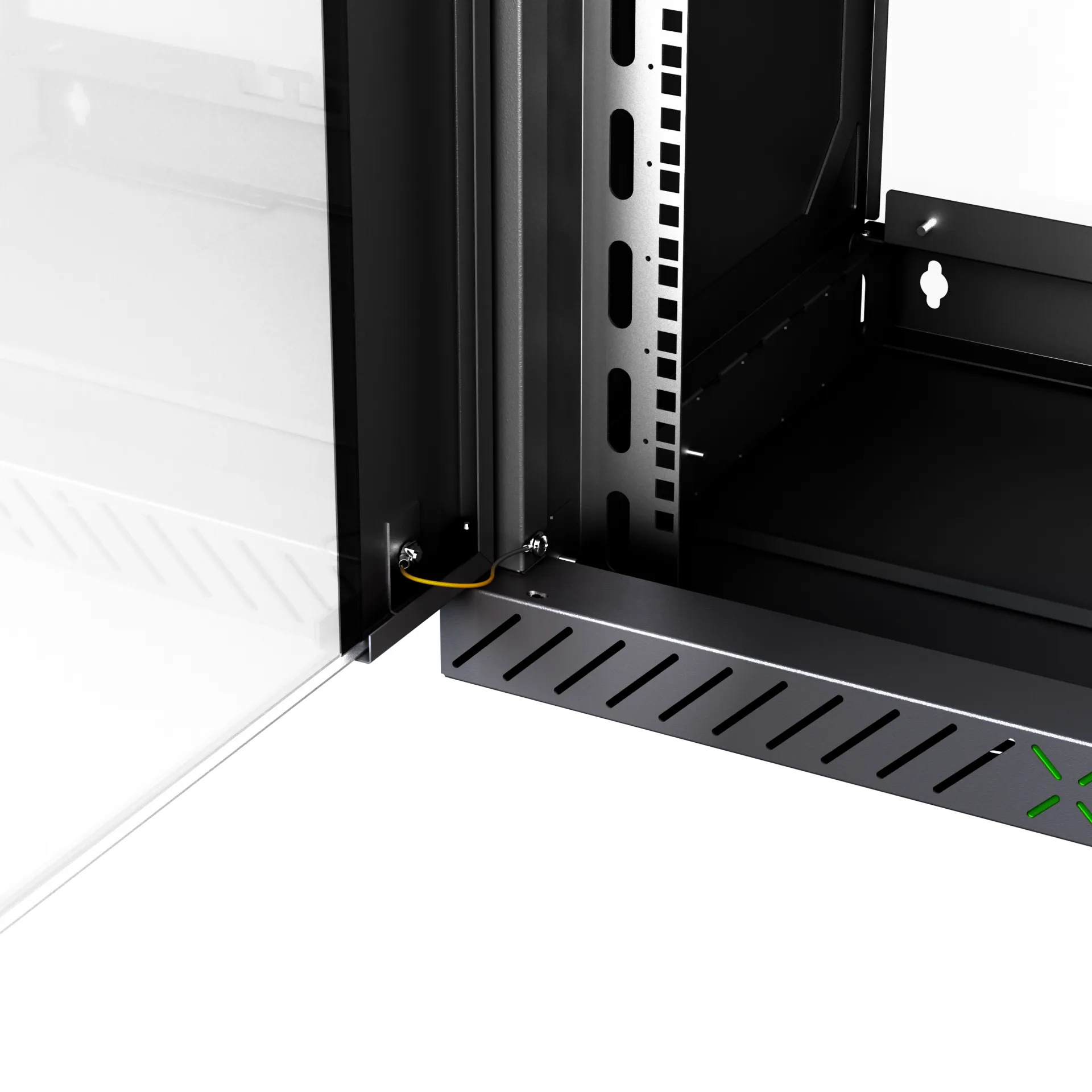 Wandgehäuse X-Rack mit Glastür 400-600mm 15HE schwarz RAL9005 – Bild 11