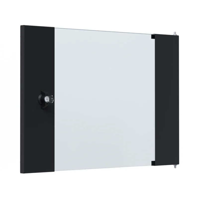 Glastür für X-Rack Wandgehäuse 9HE schwarz RAL9005 3/3