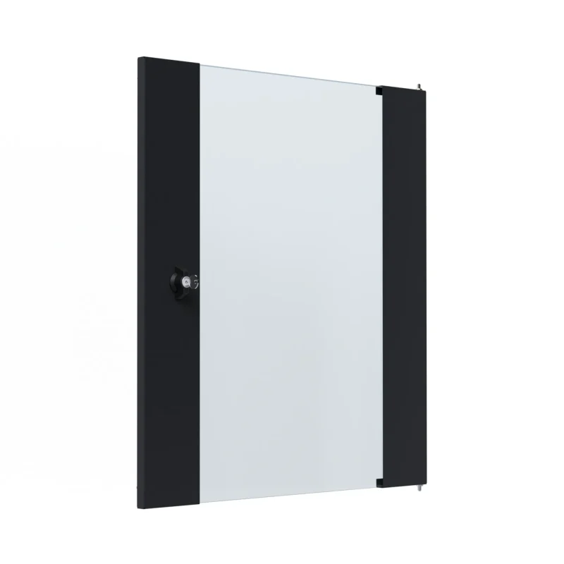 Glastür für X-Rack Wandgehäuse 15HE schwarz RAL9005 3/3