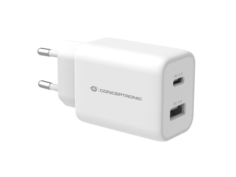 Conceptronic ALTHEA11W 2-Port 33W PPS USB PD Ladegerät, USB-A x 1, USB-C x 1, QC 3.0