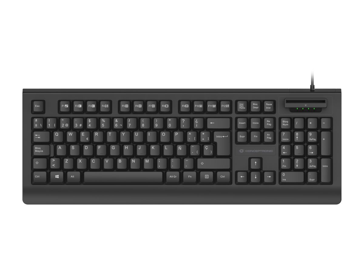 Conceptronic KAYNE01ES USB-Tastatur mit Smart-ID-Kartenleser, spanisches Layout
