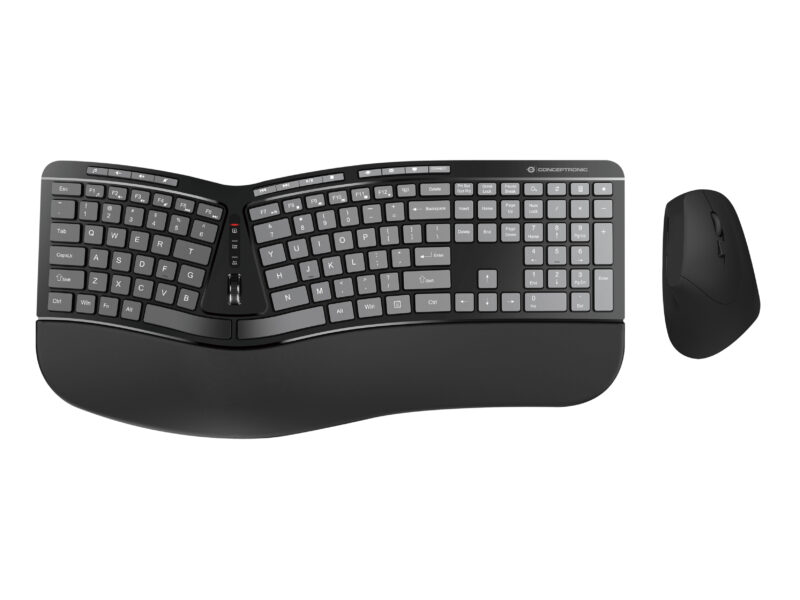 Conceptronic ORAZIO02US ERGO drahtlos ergonomisch Tastatur & Maus Kit, QWERTY EN (US)