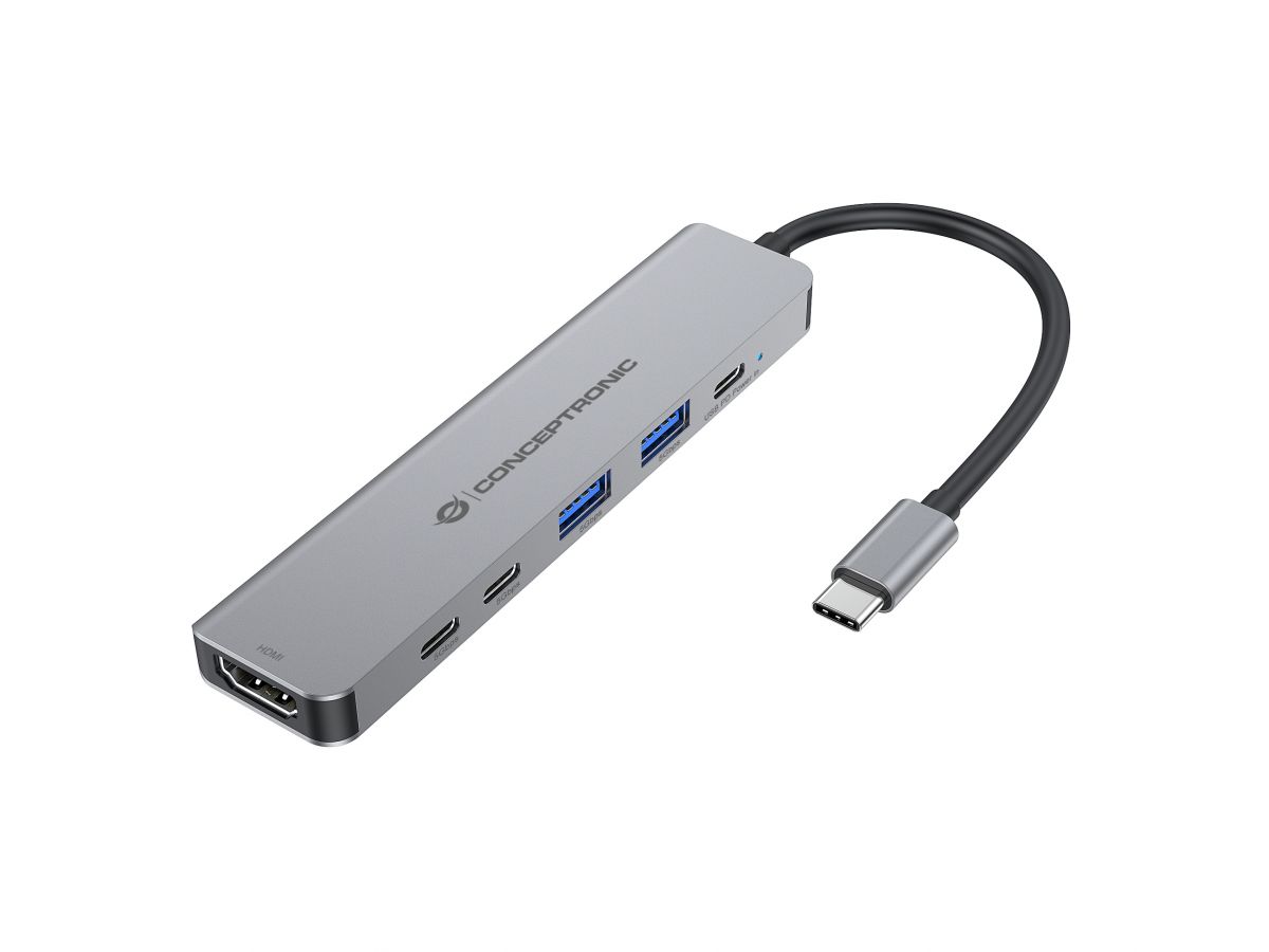 Conceptronic DONN33G 6-in-1 Docking Station USB 3.2 Gen 1, HDMI, USB-A 5Gbps x 2, USB-C 5Gbps x 2, 100W USB PD