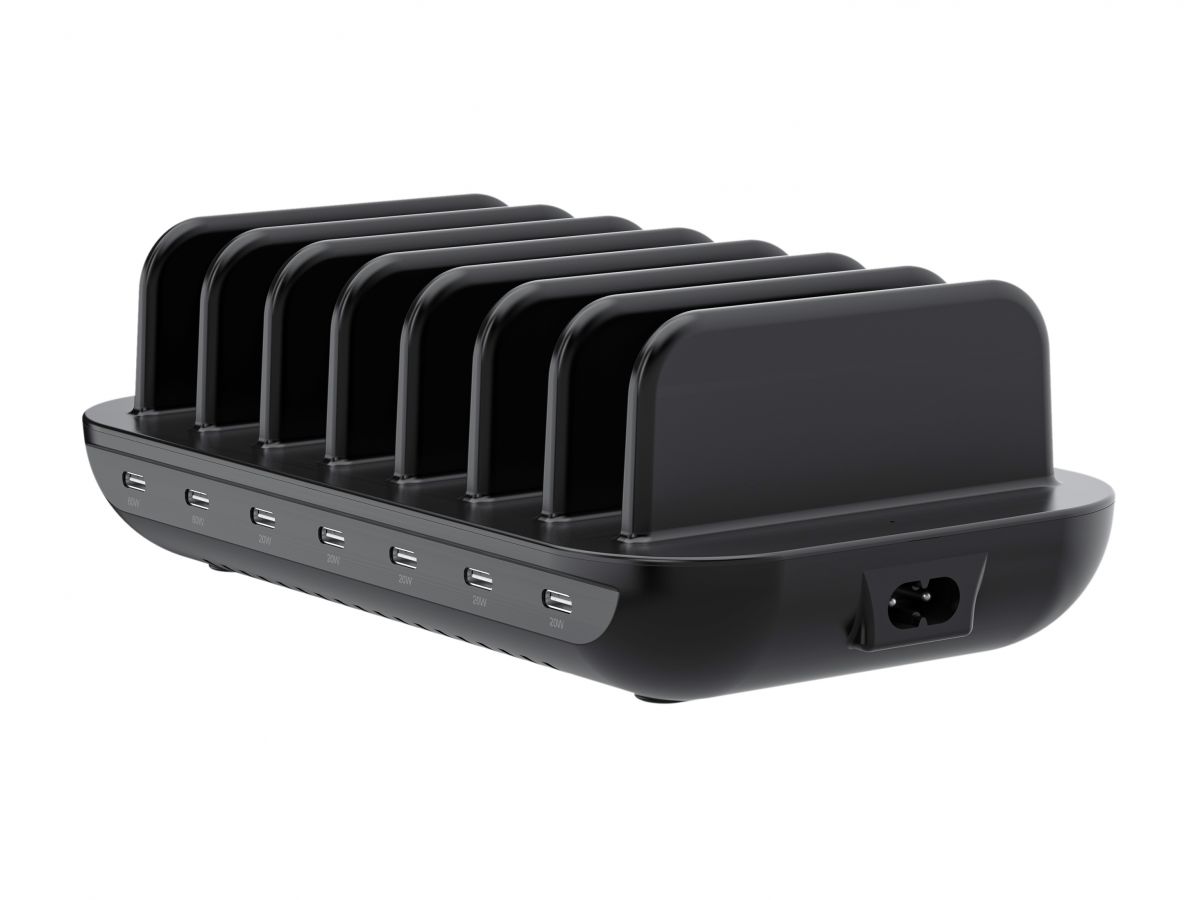 Conceptronic OZUL07B 160W 7-Port USB PD Ladestation, USB-C x 7, PD 3.0
