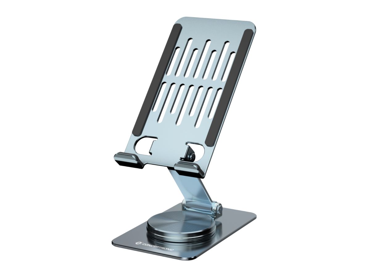 Conceptronic THANA08G Foldable Swivel Phone Stand, 360° Rotating Base, Adjustable Höhe
