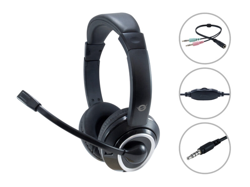 Conceptronic POLONA02BA Stereo 3.5mm Headset incl. Splitter Kabel