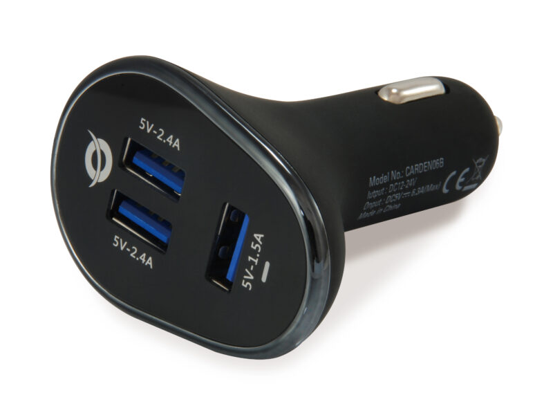 Conceptronic CARDEN06B 3-Port 31.5W USB Autoladegerät