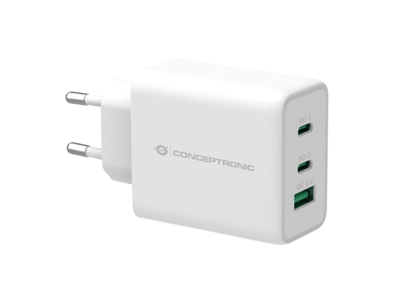 Conceptronic ALTHEA12W 3-Port 65W GaN USB PD Ladegerät, QC 3.0